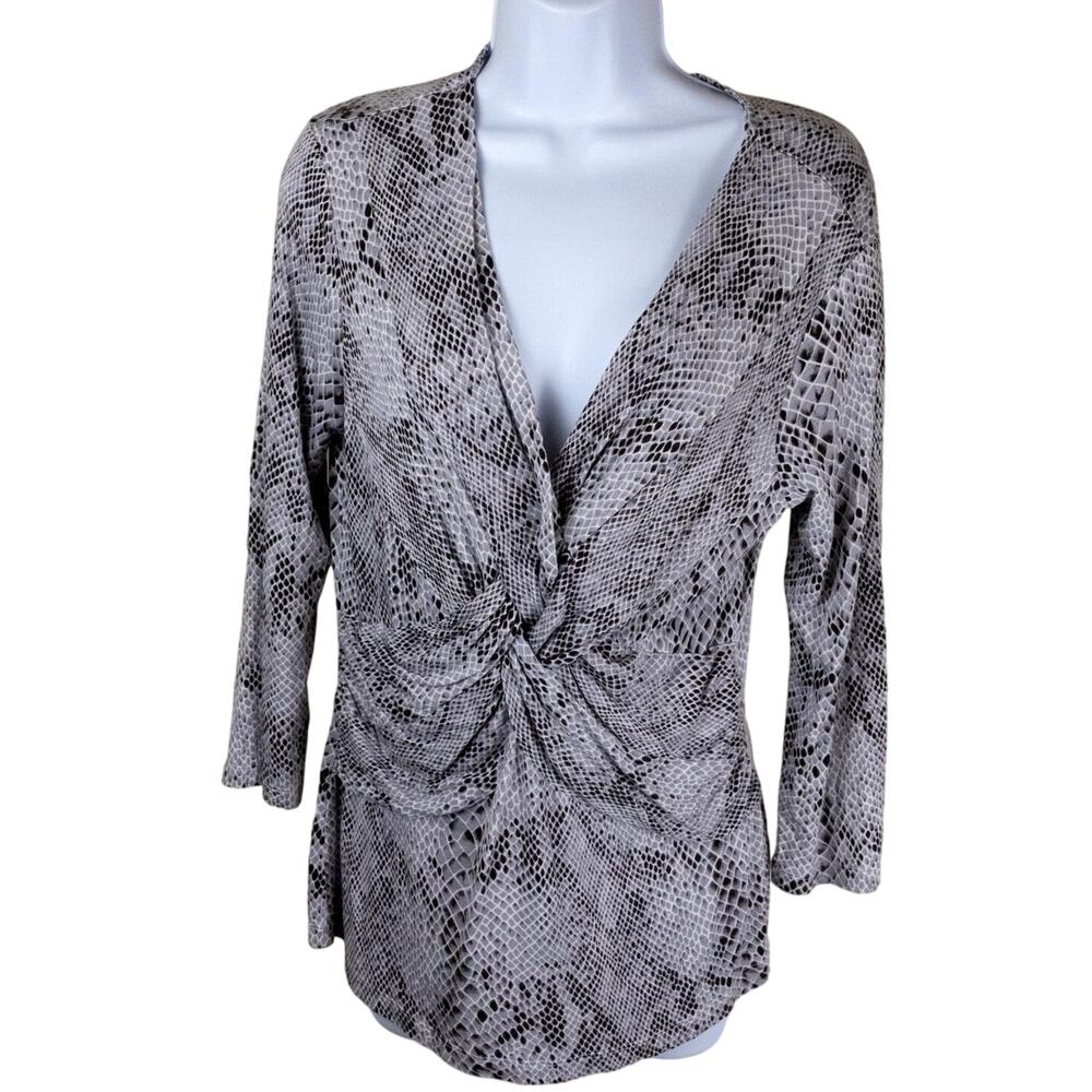 Willi Smith V-neck Knot Jersey Knit Women Top Large